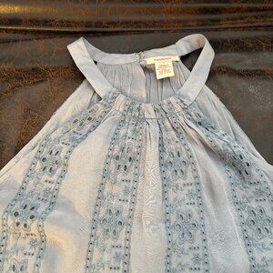 Sundance lined dusty blue lace inset halter neck dress